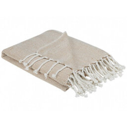 Beliani Blanket Tilmi Cotton 130 X 160 Cm Light Beige - thumbnail 1