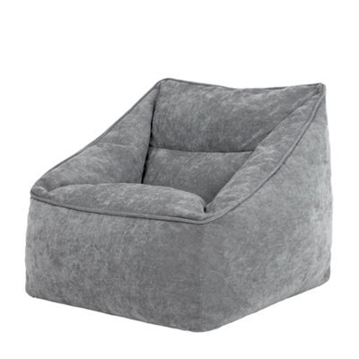 icon Natalia Chenille Adults Bean Bag Armchair, Ready Filled Large Beanbag Grey - image 1