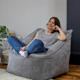 icon Natalia Chenille Adults Bean Bag Armchair, Ready Filled Large Beanbag Grey - thumbnail 2
