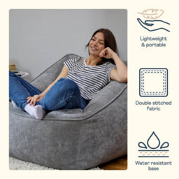 icon Natalia Chenille Adults Bean Bag Armchair, Ready Filled Large Beanbag Grey - thumbnail 6