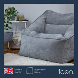 icon Natalia Chenille Adults Bean Bag Armchair, Ready Filled Large Beanbag Grey - thumbnail 5