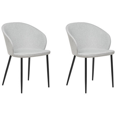 Beliani Set Of 2 Dining Chairs Mason Fabric Light Grey - image 1