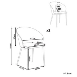 Beliani Set Of 2 Dining Chairs Mason Fabric Light Grey - thumbnail 3
