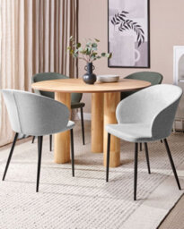 Beliani Set Of 2 Dining Chairs Mason Fabric Light Grey - thumbnail 2