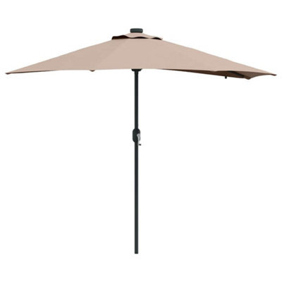 Berkfield Modern Garden Parasol With Led Strip Lights Taupe Fabric - image 1