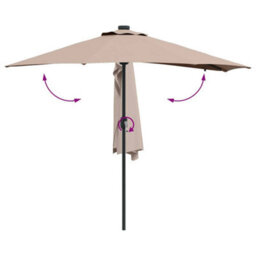 Berkfield Modern Garden Parasol With Led Strip Lights Taupe Fabric - thumbnail 9