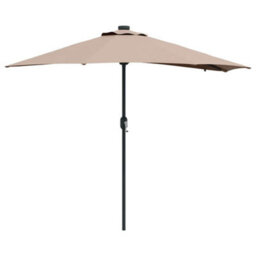 Berkfield Modern Garden Parasol With Led Strip Lights Taupe Fabric - thumbnail 1
