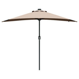 Berkfield Modern Garden Parasol With Led Strip Lights Taupe Fabric - thumbnail 5