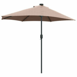 Berkfield Modern Garden Parasol With Led Strip Lights Taupe Fabric - thumbnail 7