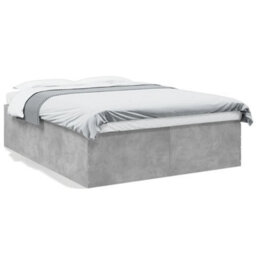 Berkfield Bed Frame Without Mattress Concrete Grey 150X200 Cm King Size - thumbnail 2