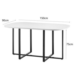 Comfy Living White 150Cm Square Dining Table Set With 6 Black Chairs - thumbnail 2