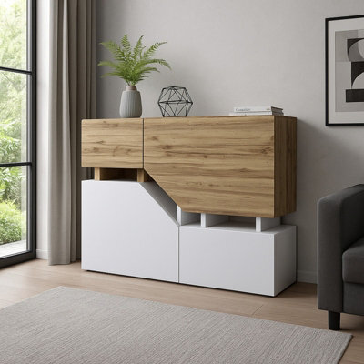 Ceelias K Modern Sideboard Push To Open Cupboard Doors Stylish Storage For Living Room White Wotan - image 1