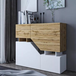 Ceelias K Modern Sideboard Push To Open Cupboard Doors Stylish Storage For Living Room White Wotan - thumbnail 2