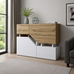 Ceelias K Modern Sideboard Push To Open Cupboard Doors Stylish Storage For Living Room White Wotan - thumbnail 1