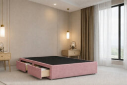 "Nexus Amalfi Plush Divan, Pink, 26"" Headboard, 2 Drawers Foot-End, Open Coil Mattress, Small Double" - thumbnail 4