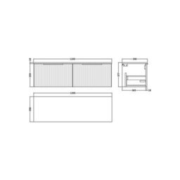 Balterley Tixall Fluted 2 Drawer Wall Hung Vanity Unit With Worktop, Satin Green, 1200mm - thumbnail 2