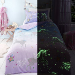 Bedlam Ombre Unicorn Purple Glow In The Dark Duvet Cover Set - thumbnail 1