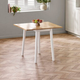 Oakham Premium Linwood 75Cm Drop Leaf Square Extending Dining Table - White & Oak - thumbnail 3