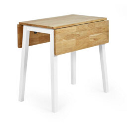 Oakham Premium Linwood 75Cm Drop Leaf Square Extending Dining Table - White & Oak - thumbnail 2