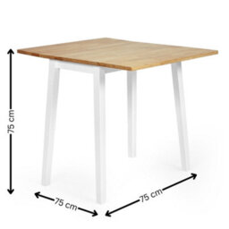 Oakham Premium Linwood 75Cm Drop Leaf Square Extending Dining Table - White & Oak - thumbnail 6