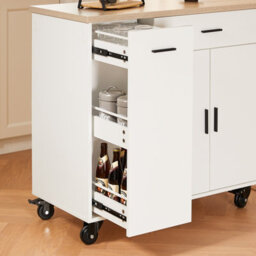 Sobuy Fkw126-Nw,kitchen Island On Wheels Storage Trolley With Drawers And Towel Rail, Mobile Storage Unit,w46Xd95Xh91 - thumbnail 4