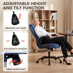 Blue Executive Office Chair With Flip-Up Armrests, Computer Desk Chair - thumbnail 5