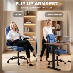 Blue Executive Office Chair With Flip-Up Armrests, Computer Desk Chair - thumbnail 6