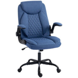 Blue Executive Office Chair With Flip-Up Armrests, Computer Desk Chair - thumbnail 1