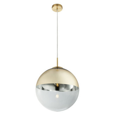 Luminosa Lighting Luminosa Varus 33Cm Globe Pendant Ceiling Light Gold Colors Transparent Glass Shade 1X E27 - image 1