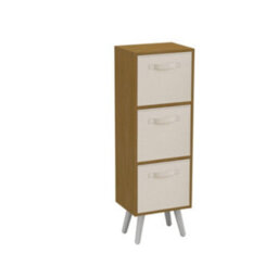 Urbn-Living Urbnliving 80Cm Height 3 Tier Beech Wooden Storage Bookcase Scandinavian Style White Legs With Cream Inserts - thumbnail 3