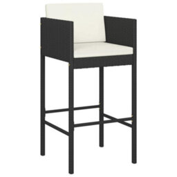 Berkfield 5 Piece Garden Bar Set With Cushions Black Poly Rattan - thumbnail 4