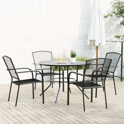 Berkfield Stackable Garden Chair Set 5 Pcs Anthracite Powder-Coated Steel - image 1