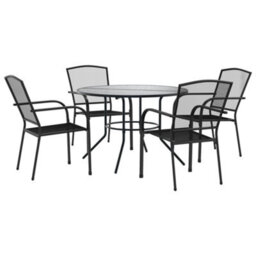 Berkfield Stackable Garden Chair Set 5 Pcs Anthracite Powder-Coated Steel - thumbnail 2