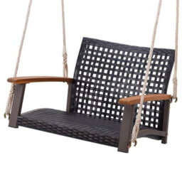 Rattan Porch Swing Patio Wicker Single Hanging Seat Outdoor Swing Chair - thumbnail 1
