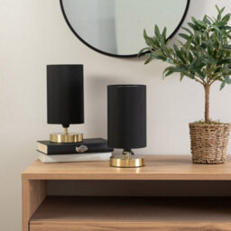 Valuelights Francis Pair Of Gold Touch Table Lamps With Black Shade And Bulbs - thumbnail 4