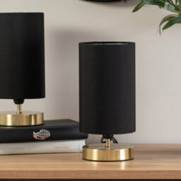 Valuelights Francis Pair Of Gold Touch Table Lamps With Black Shade And Bulbs - thumbnail 3
