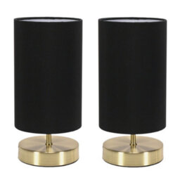 Valuelights Francis Pair Of Gold Touch Table Lamps With Black Shade And Bulbs - thumbnail 2