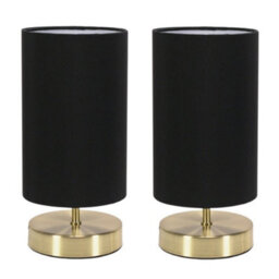 Valuelights Francis Pair Of Gold Touch Table Lamps With Black Shade And Bulbs - thumbnail 7