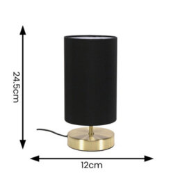 Valuelights Francis Pair Of Gold Touch Table Lamps With Black Shade And Bulbs - thumbnail 6