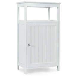 Costway Bathroom Floor Cabinet Single Door Floor Cabinet With Shelf-White - thumbnail 9