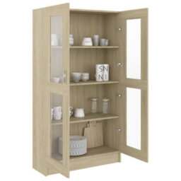 Vidaxl Vitrine Cabinet Sonoma Oak 82.5X30.5X150 Cm Engineered Wood - thumbnail 4