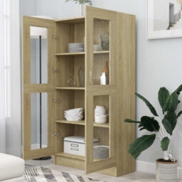 Vidaxl Vitrine Cabinet Sonoma Oak 82.5X30.5X150 Cm Engineered Wood - thumbnail 3