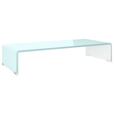 Berkfield Modern Tv Stand/monitor Riser Glass White 70X30X13 Cm - image 1