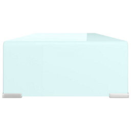 Berkfield Modern Tv Stand/monitor Riser Glass White 70X30X13 Cm - thumbnail 4