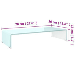 Berkfield Modern Tv Stand/monitor Riser Glass White 70X30X13 Cm - thumbnail 6