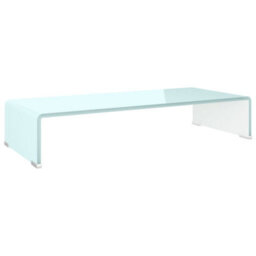 Berkfield Modern Tv Stand/monitor Riser Glass White 70X30X13 Cm
