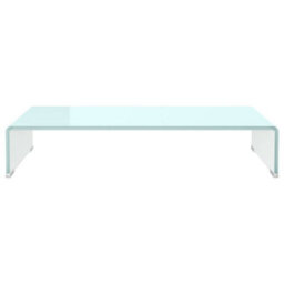 Berkfield Modern Tv Stand/monitor Riser Glass White 70X30X13 Cm - thumbnail 3