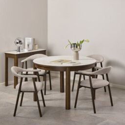 Furniture To Go Southampton Round Extendable Dining Table In Cream Ceramic 120/220 X 120 X 75Cm - thumbnail 6