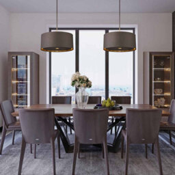 Luminosa Lighting Elstead Balance 1 Light Round Ceiling Pendant Brown, Brass, E27 - thumbnail 2