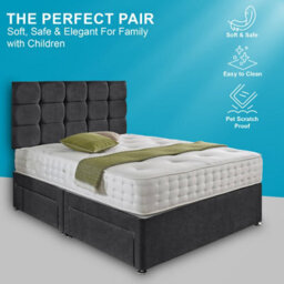 Dining Tables Rio Matching Headboard Divan Set, 2 Drawer On Same Side With Sprung 1500 Comfort Mattress - Double - thumbnail 2